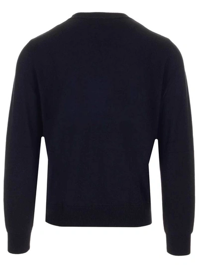 Shop Dsquared2 Logo Embroidered Knit Sweater In Navy