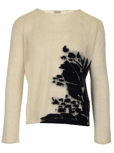 Shop Saint Laurent Tropical Intarsia Sweater In White