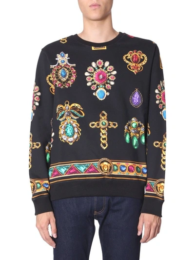 Shop Versace Jewellery Print Sweater In Black
