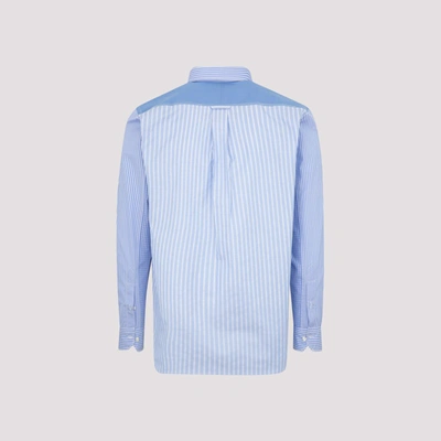 Shop Junya Watanabe Man Striped Buttoned Shirt In Blue
