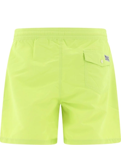 Shop Polo Ralph Lauren Logo Embroidered Swim Shorts In Yellow