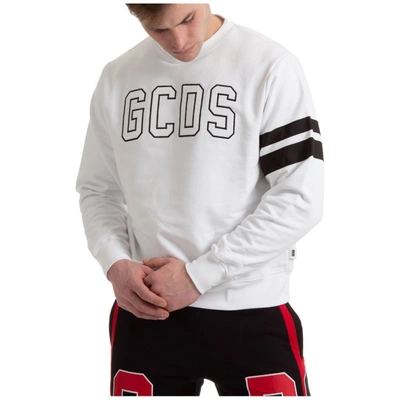 Shop Gcds Logo Embroidered Crewneck Sweatshirt In White