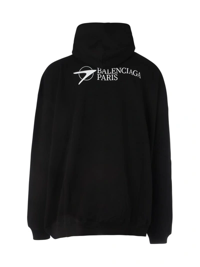 Shop Balenciaga Paris Printed Hoodie In Black