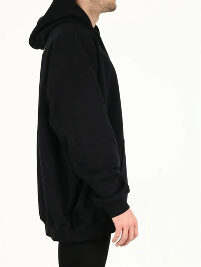 Shop Balenciaga Paris Printed Hoodie In Black