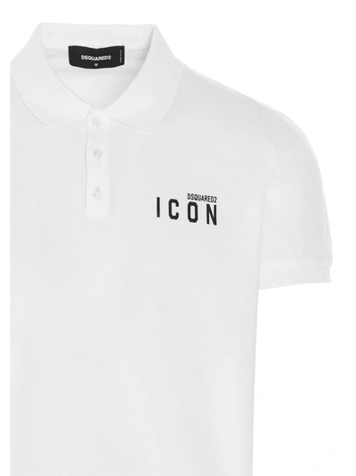 Shop Dsquared2 Icon Printed Polo Shirt In White