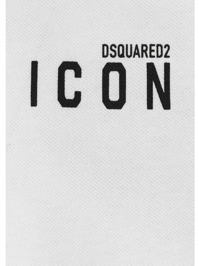 Shop Dsquared2 Icon Printed Polo Shirt In White