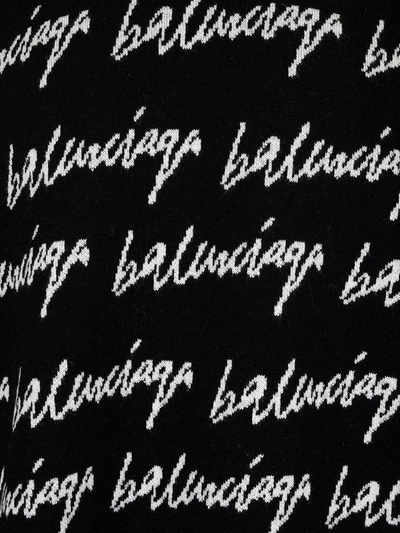 Shop Balenciaga Allover Signature Knit Jumper In Black