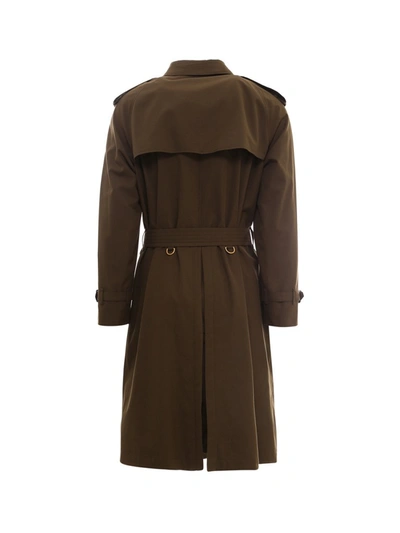 Shop Burberry Double Breasted Trench Coat In Green