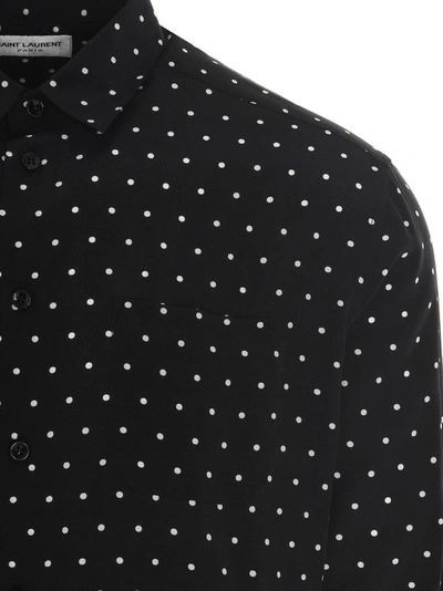 Shop Saint Laurent Polka Dot Print Shirt In Black