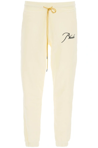 Shop Rhude Logo Embroidered Track Pants In White