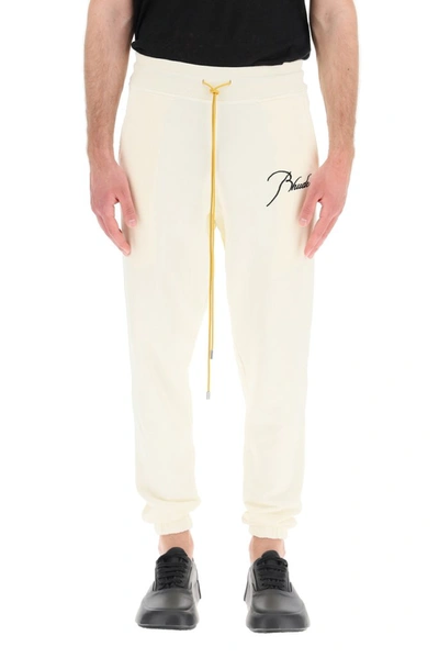 Shop Rhude Logo Embroidered Track Pants In White