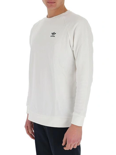 Shop Adidas Originals Loungewear Trefoil Essentials Crewneck Sweatshirt In White