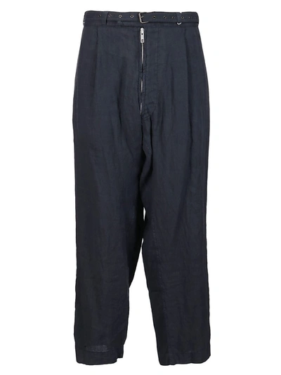 Shop Maison Margiela Belted Creased Trousers In Grey