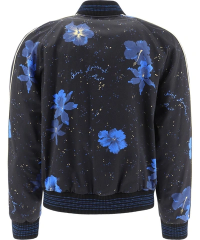 Shop Saint Laurent Floral Print Bomber Jacket In Multi