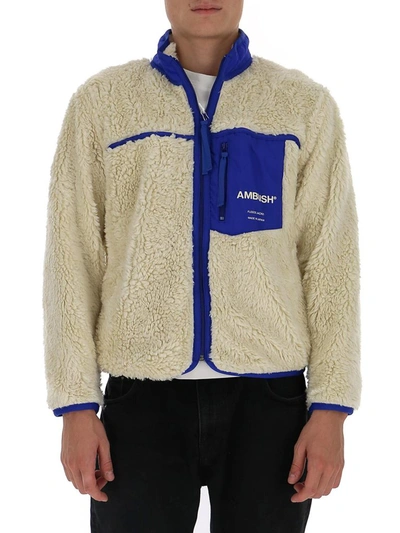 Shop Ambush Logo Print Fleece Jacket In Beige