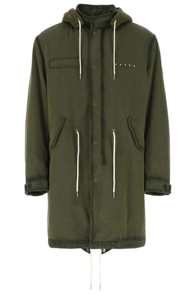 Shop Golden Goose Deluxe Brand Logo Patch Hooded Parka In Green