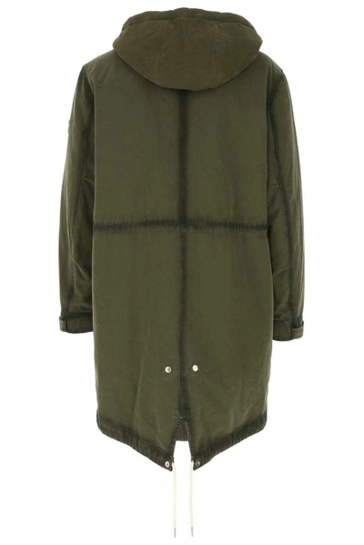Shop Golden Goose Deluxe Brand Logo Patch Hooded Parka In Green