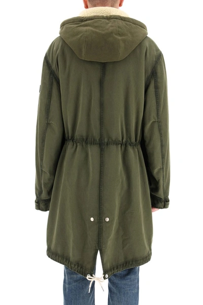 Shop Golden Goose Deluxe Brand Logo Patch Hooded Parka In Green