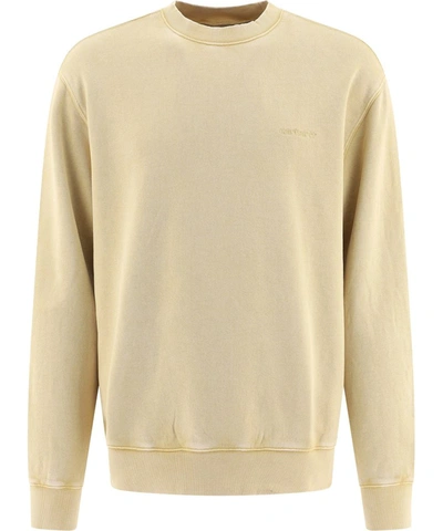 Shop Carhartt Wip Mosby Logo Embroidered Sweatshirt In Yellow