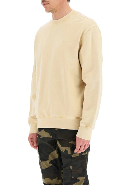 Shop Carhartt Wip Mosby Logo Embroidered Sweatshirt In Yellow