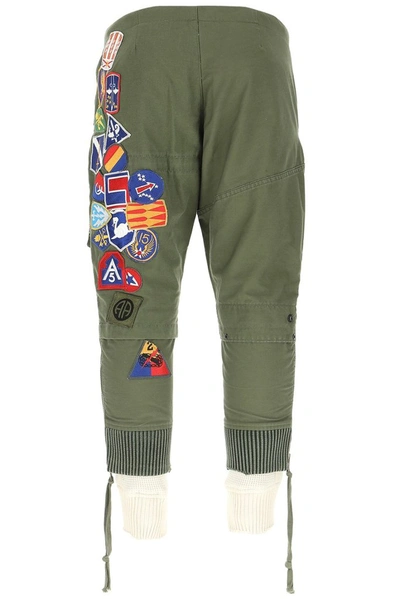 Shop Greg Lauren Patchwork Cargo Trousers In Green