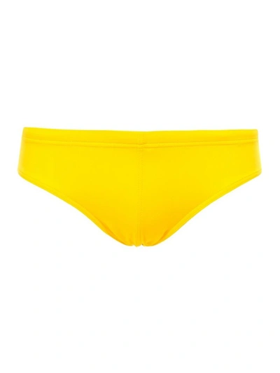 Shop Dsquared2 Rear Logo Print Swim Trunks In Yellow