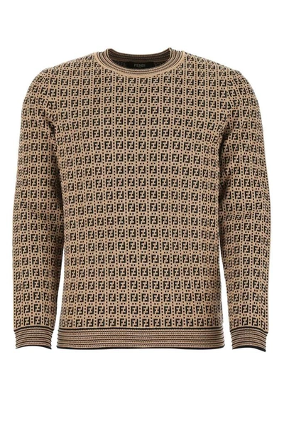 Shop Fendi Ff Motif Knitted Jumper In Multi