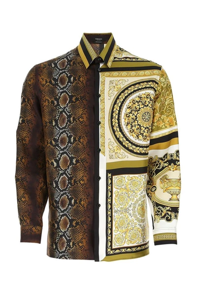 Shop Versace Mix Printed Shirt In Multi