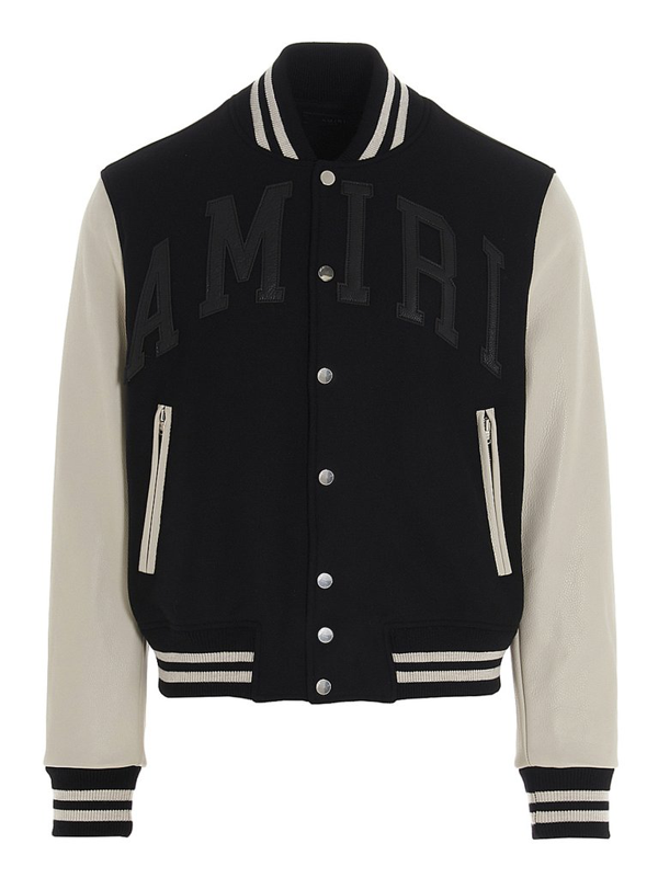 Amiri Logo-appliqué Wool-blend Varsity Jacket In Schwarz | ModeSens