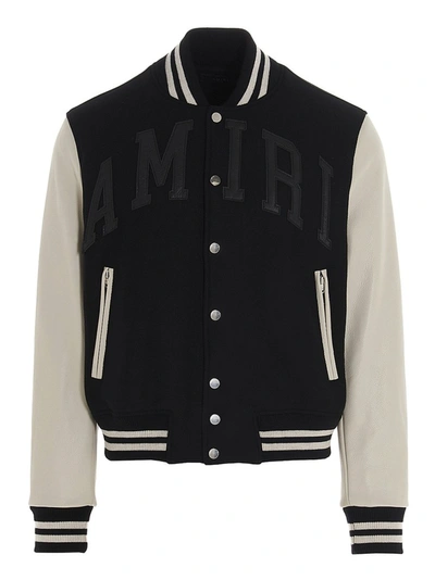 Shop Amiri Vintage Logo Appliqué Varsity Jacket In Black