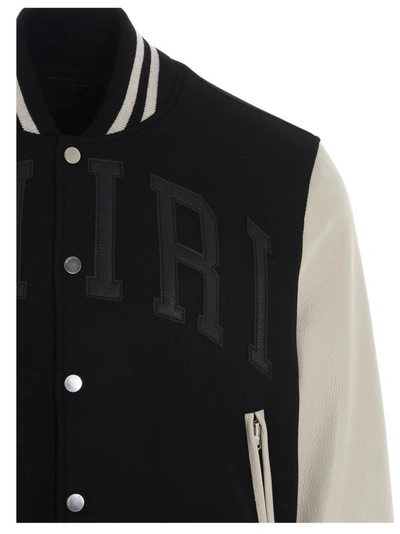 Shop Amiri Vintage Logo Appliqué Varsity Jacket In Black