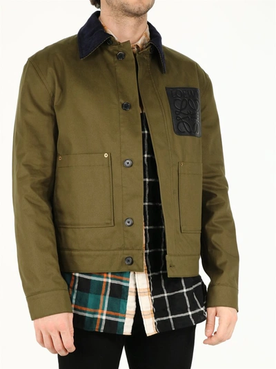 Shop Loewe Logo Patch Jacket In Green