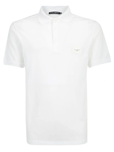 Shop Dolce & Gabbana Logo Patch Polo Shirt In White