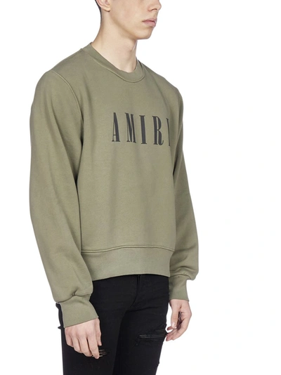 Shop Amiri Logo Print Crewneck Sweatshirt In Green