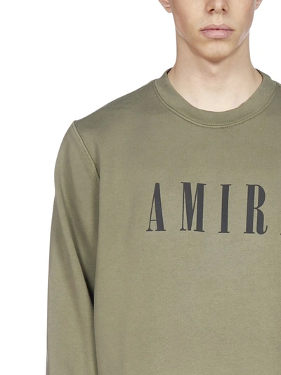 Shop Amiri Logo Print Crewneck Sweatshirt In Green