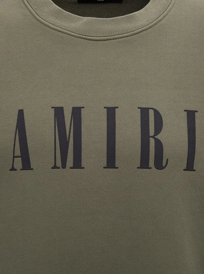 Shop Amiri Logo Print Crewneck Sweatshirt In Green