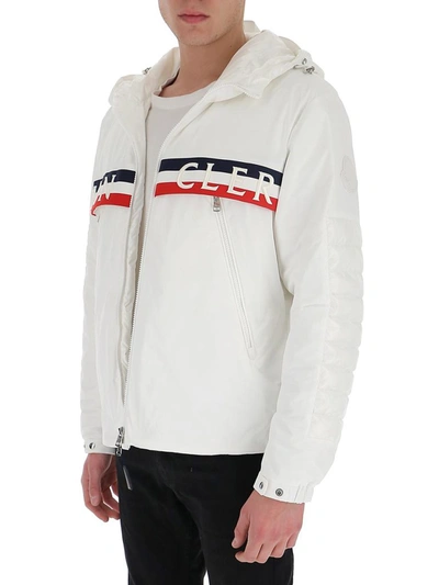 Shop Moncler Olargues Logo Stripe Jacket In White