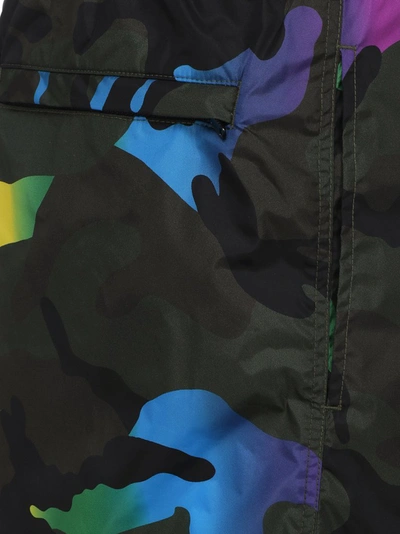 Shop Valentino Camouflage Print Swim Trunks In Multi