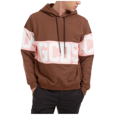 Shop Gcds Band Logo Print Hoodie In Brown