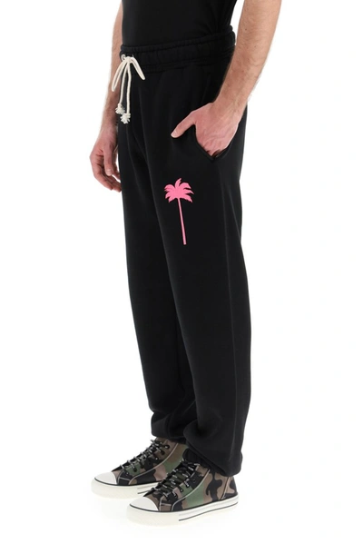 Shop Palm Angels Palm Tree Printed Sweatpants In Black