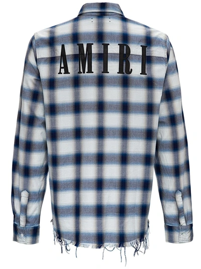 Shop Amiri Logo Embroidered Flannel Shirt In Multi