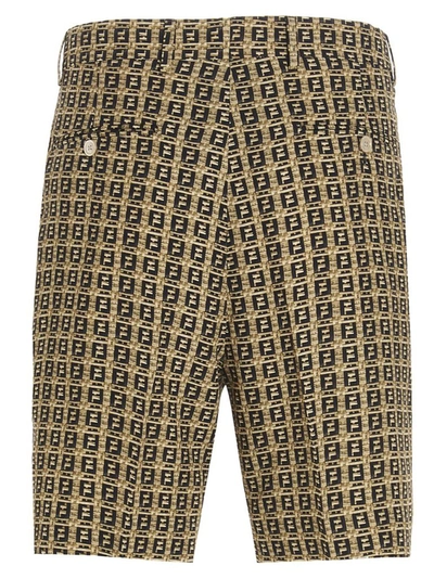 Shop Fendi Ff Motif Woven Bermuda Shorts In Multi