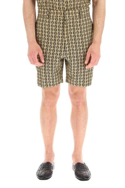 Shop Fendi Ff Motif Woven Bermuda Shorts In Multi