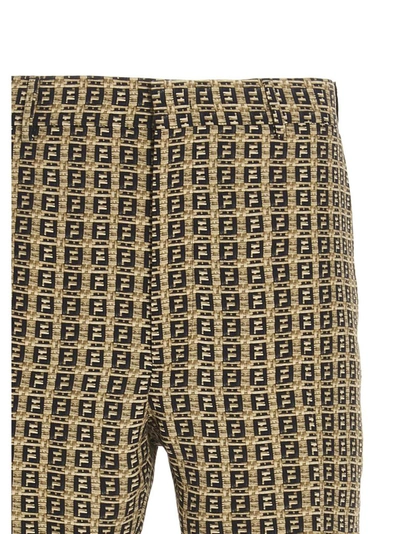 Shop Fendi Ff Motif Woven Bermuda Shorts In Multi