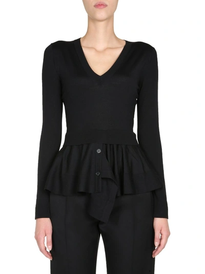 Shop Alexander Mcqueen Layered Peplum Sweater In Black