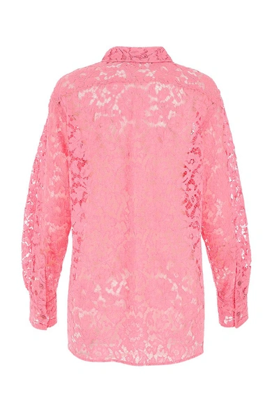 Shop Valentino Lace Buttoned Shirt In Pink