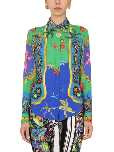 Shop Versace Graphic Printed Shirt In Multi