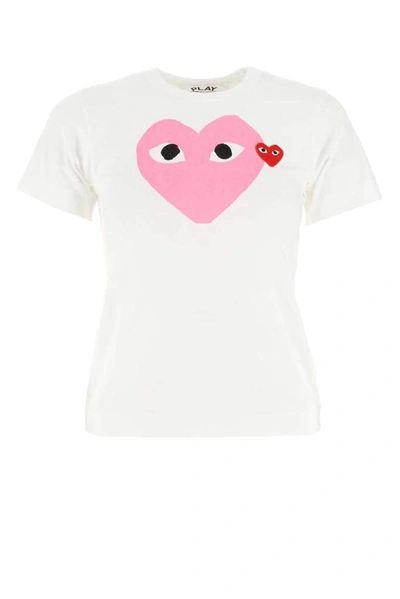 Shop Comme Des Garçons Play Heart Print Crewneck T In White