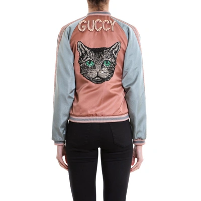 Shop Gucci Cat Bomber Jacket In Pink