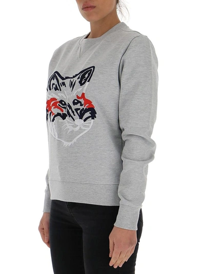 Shop Maison Kitsuné Big Fox Embroidered Sweatshirt In Grey